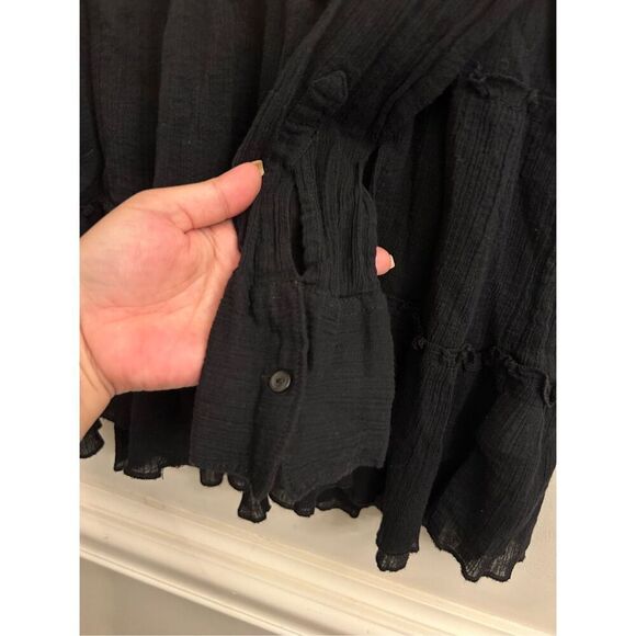 Denim & Supply Y2K Cotton Gauzy Crinkle Fit & Flare shirt sz S Romantic Goth Boh - Picture 6 of 8